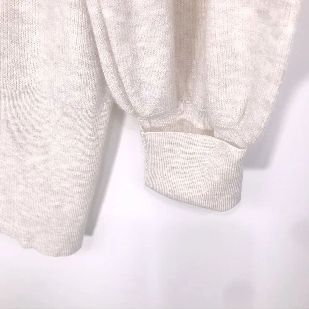 Evri NEW Cream Puff Sleeve Ribbed Knit Crew Neck Sweater - Picture 7 of 13